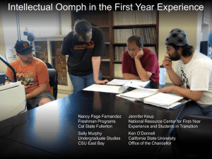 Intellectual Oomph in the First Year Experience