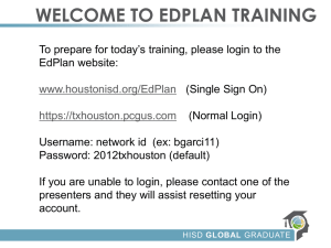 WELCOME TO EDPLAN TRAINING