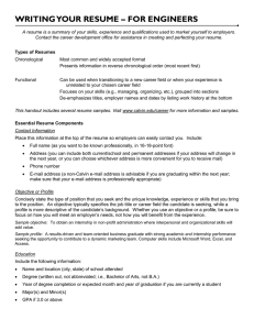 WRITING YOUR RESUME – FOR ENGINEERS