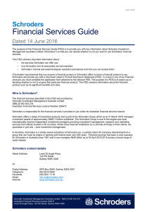 Financial Services Guide Schroders Dated 14 June 2016