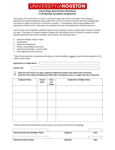 Actual Wage Determination Worksheet H-1B Specialty Occupation Employment