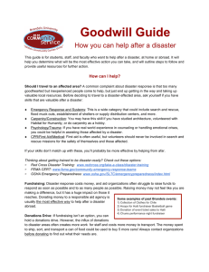 Goodwill Guide How you can help after a disaster