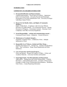 TABLE OF CONTENTS  INTRODUCTION COMMUNITY STANDARDS OF BEHAVIOR