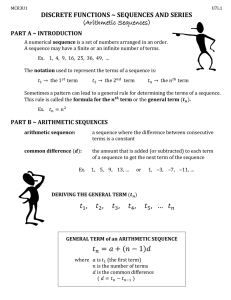 DISCRETE FUNCTIONS ~ SEQUENCES AND SERIES  (Arithmetic Sequences) PART A ~ INTRODUCTION