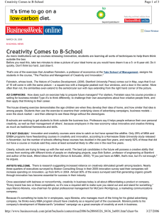 Creativity Comes to B-School  Page 1 of 3