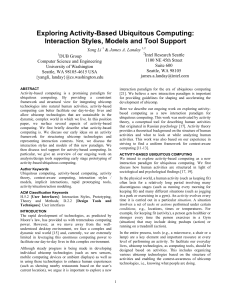 Exploring Activity-Based Ubiquitous Computing: Interaction Styles, Models and Tool Support