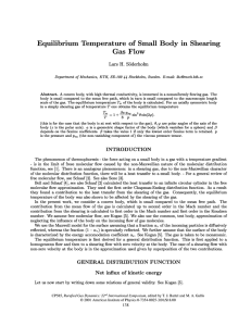 Equilibrium Temperature of Small Body in Shearing Gas Flow Lars H. Soderholm