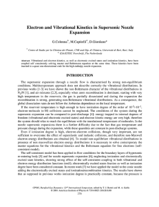 Electron and Vibrational Kinetics in Supersonic Nozzle Expansion G.Colonna*, M.Capitelli*, D.Giordano