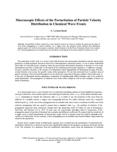 Macroscopic Effects of the Perturbation of Particle Velocity A. Lemarchand