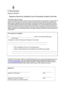 Request to Record an Academic Event at Claremont Graduate University