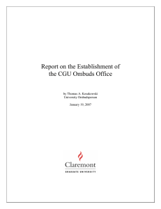 Report on the Establishment of the CGU Ombuds Office