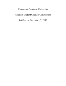 Claremont Graduate University  Religion Student Council Constitution Ratified on December 7, 2012
