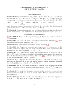 COMBINATORICS. PROBLEM SET 11 EXPONENTIAL FORMULA Seminar problems