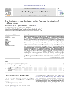 Gene duplication, genome duplication, and the functional diversification of vertebrate globins ,