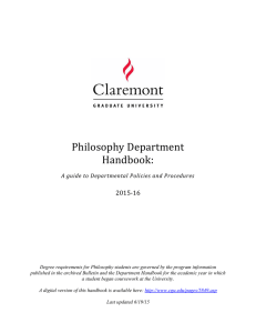 Philosophy Department Handbook: 2015-16