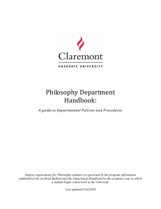 Philosophy Department Handbook: A guide to Departmental Policies and Procedures