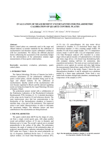 EVALUATION OF MEASUREMENT UNCERTAINTIES FOR POLARIMETRIC CALIBRATION OF QUARTZ CONTROL PLATES