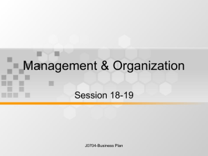 Management &amp; Organization Session 18-19 J0704-Business Plan