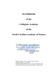 HANDBOOK of the Collegiate Academy North Carolina Academy of Science