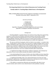 Teaching Major Global Issues or Developments Brandeis University, DRAFT, September 2011