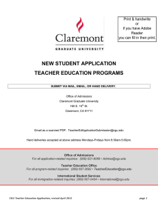 NEW STUDENT APPLICATION TEACHER EDUCATION PROGRAMS Print &amp; handwrite or