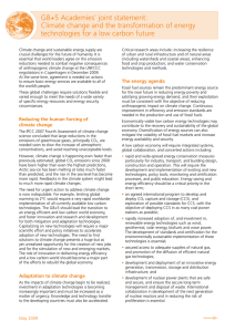 G8+5 Academies’ joint statement: Climate change and the transformation of energy