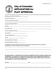 City of Columbia APPLICATION for PLAT APPROVAL