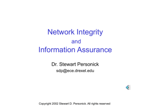 Network Integrity Information Assurance and Dr. Stewart Personick