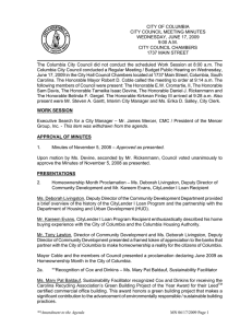 CITY OF COLUMBIA CITY COUNCIL MEETING MINUTES WEDNESDAY, JUNE 17, 2009
