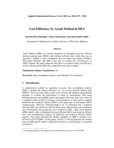 Cost-Efficiency by Arash Method in DEA