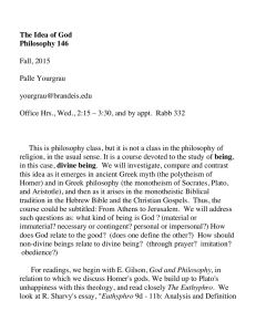 The Idea of God Philosophy 146  Fall, 2015