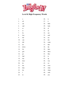 Level K High Frequency Words