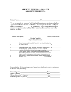 VERMONT TECHNICAL COLLEGE 2006-2007 WORKSHEET A