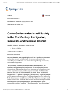 12/16/2015 Calvin Goldscheider: Israeli Society in the 21st Century: Immigration, Inequality,...