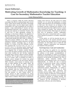 Guest Editorial… Motivating Growth of Mathematics Knowledge for Teaching: A