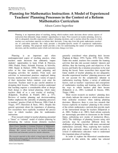 Planning for Mathematics Instruction: A Model of Experienced
