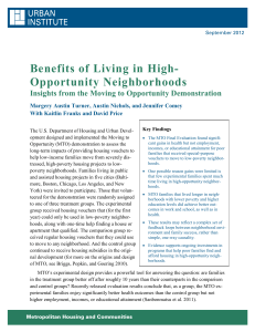 Benefits of Living in High- Opportunity Neighborhoods INSTITUTE