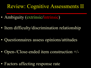Review: Cognitive Assessments II
