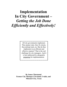 Implementation In City Government – Getting the Job Done Efficiently and Effectively!
