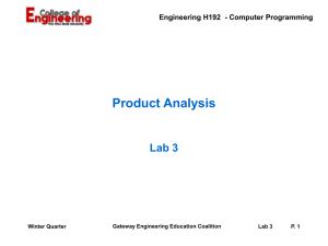 Product Analysis Lab 3 Engineering H192  - Computer Programming