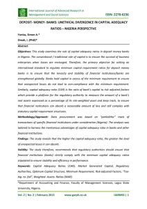 ISSN: 2278-6236 DEPOSIT- MONEY- BANKS: UNETHICAL DIVERGENCE IN CAPITAL ADEQUACY
