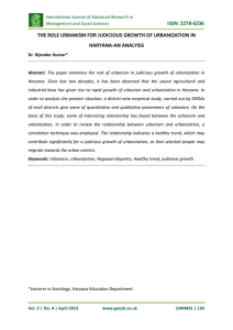 ISSN: 2278-6236 THE ROLE URBANISM FOR JUDICIOUS GROWTH OF URBANIZATION IN