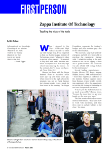 W Zappa Institute Of Technology Teaching the tricks of the trade