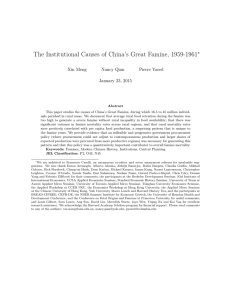 The Institutional Causes of China’s Great Famine, 1959-1961 ∗ Xin Meng Nancy Qian