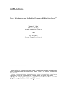Power Relationships and the Political Economy of Global Imbalances  And
