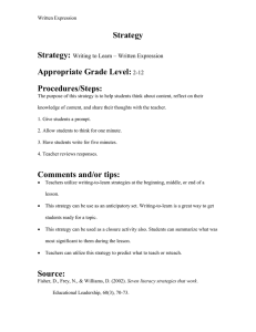 Strategy Strategy: Appropriate Grade Level: Procedures/Steps: