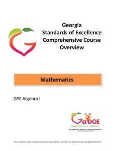 Georgia Standards of Excellence Comprehensive Course Overview