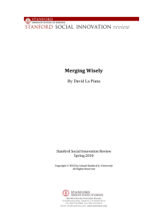   Merging Wisely By David La Piana Stanford Social Innovation Review 