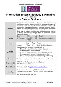 Information Systems Strategy &amp; Planning - Course Outline - ms403 (2011/12)