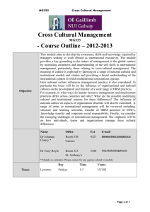 Cross Cultural Management - Course Outline – 2012-2013 MG333